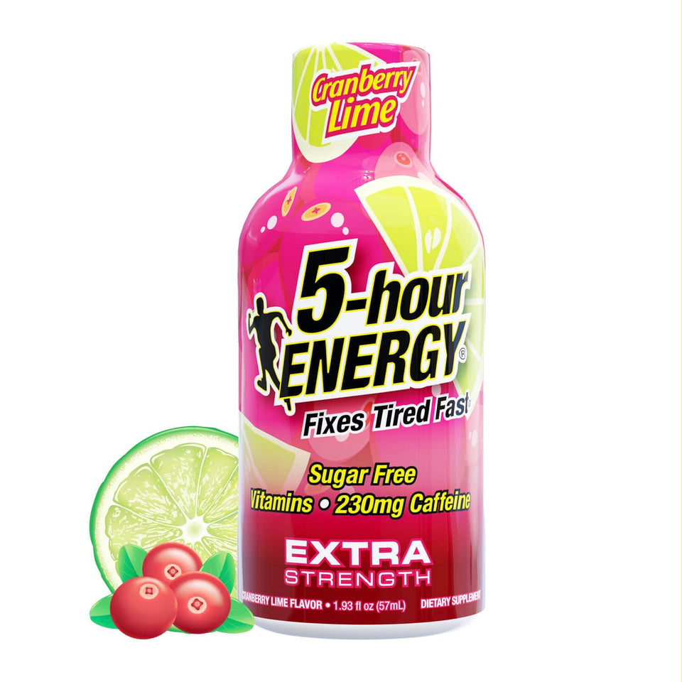 5-hour ENERGY Cranberry Lime shot bottle for quick on-the-go energy