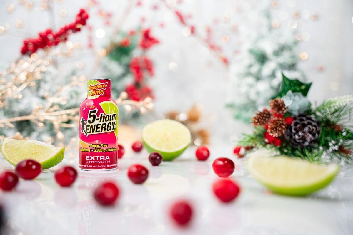 5-hour ENERGY Cranberry Lime shot ingredients panel emphasizes vitamins
