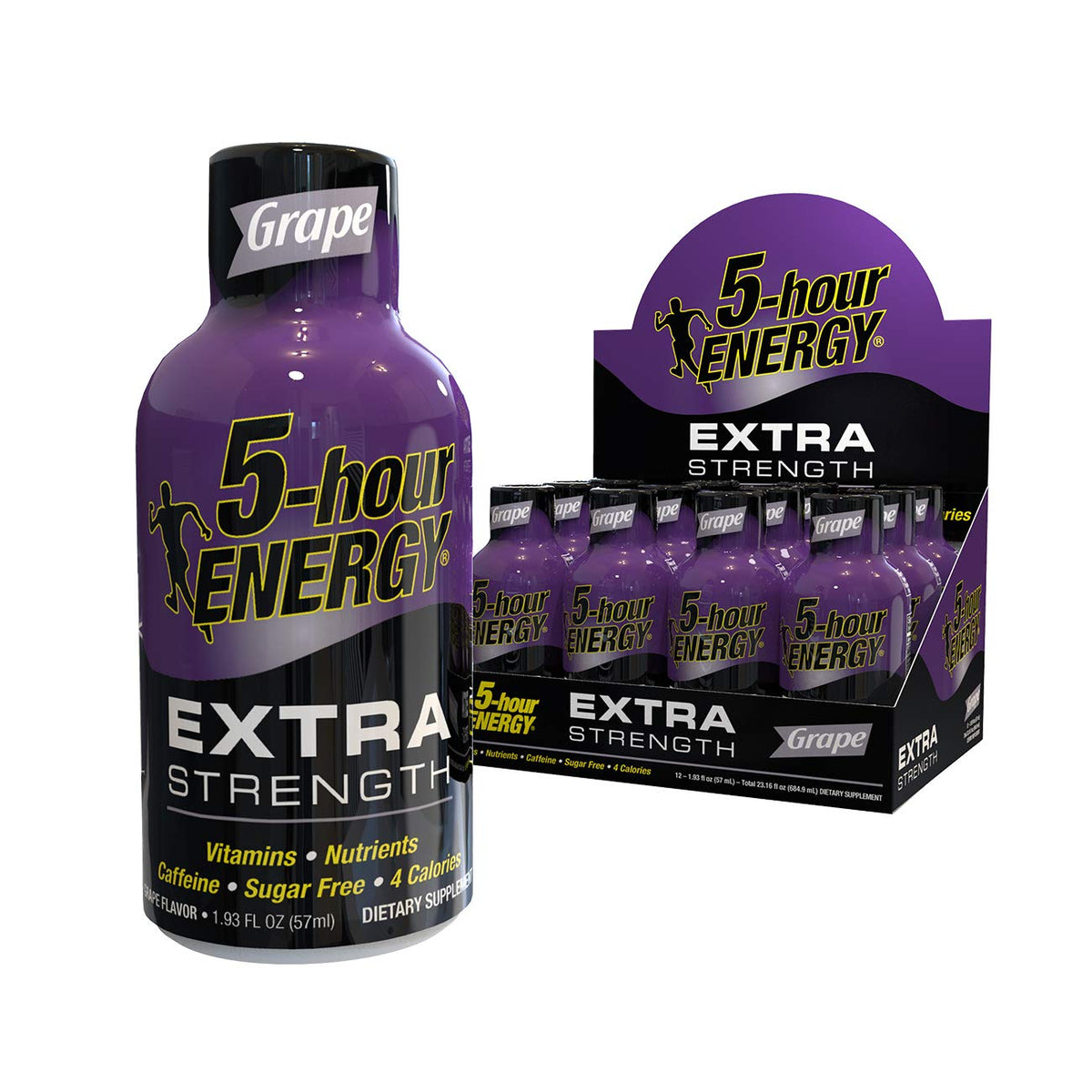 5-hour ENERGY Extra Grape bottle front for quick energy on the go