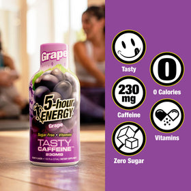 5-hour ENERGY grape bottle in gym bag for quick lift