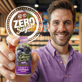 5-hour ENERGY grape energizing shot fits pockets for travel