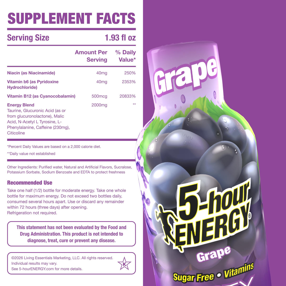 5-hour ENERGY grape shot close-up highlighting compact on-the-go design