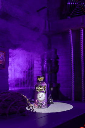 5-hour ENERGY Purpleberry Punch shot close-up label showing caffeine content