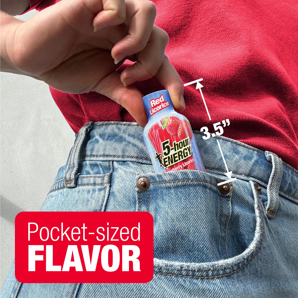 5-hour ENERGY Red Licorice Shot ingredients panel with zero sugar