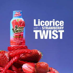 5-hour ENERGY Red Licorice Shot packaging showing sugar-free convenience