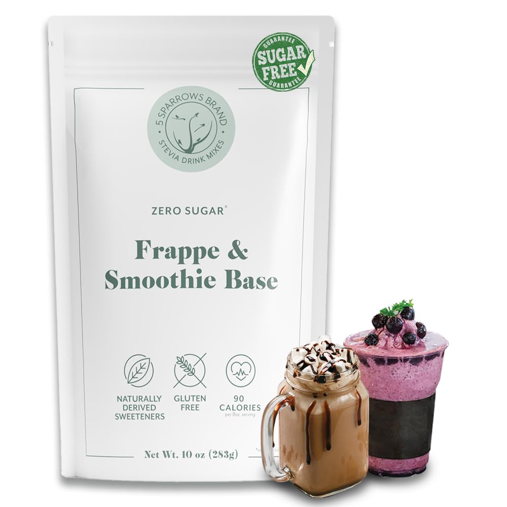5 SPARROWS Stevia Frappe Salted Caramel flavor poured over ice.