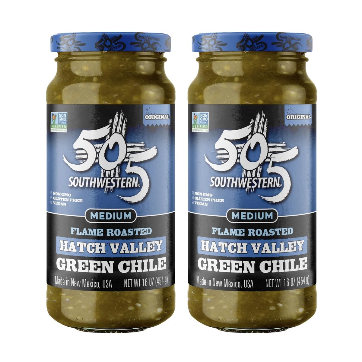 505 Southwestern Flame Roasted Green Chile jar—smoky base for salsas and stews