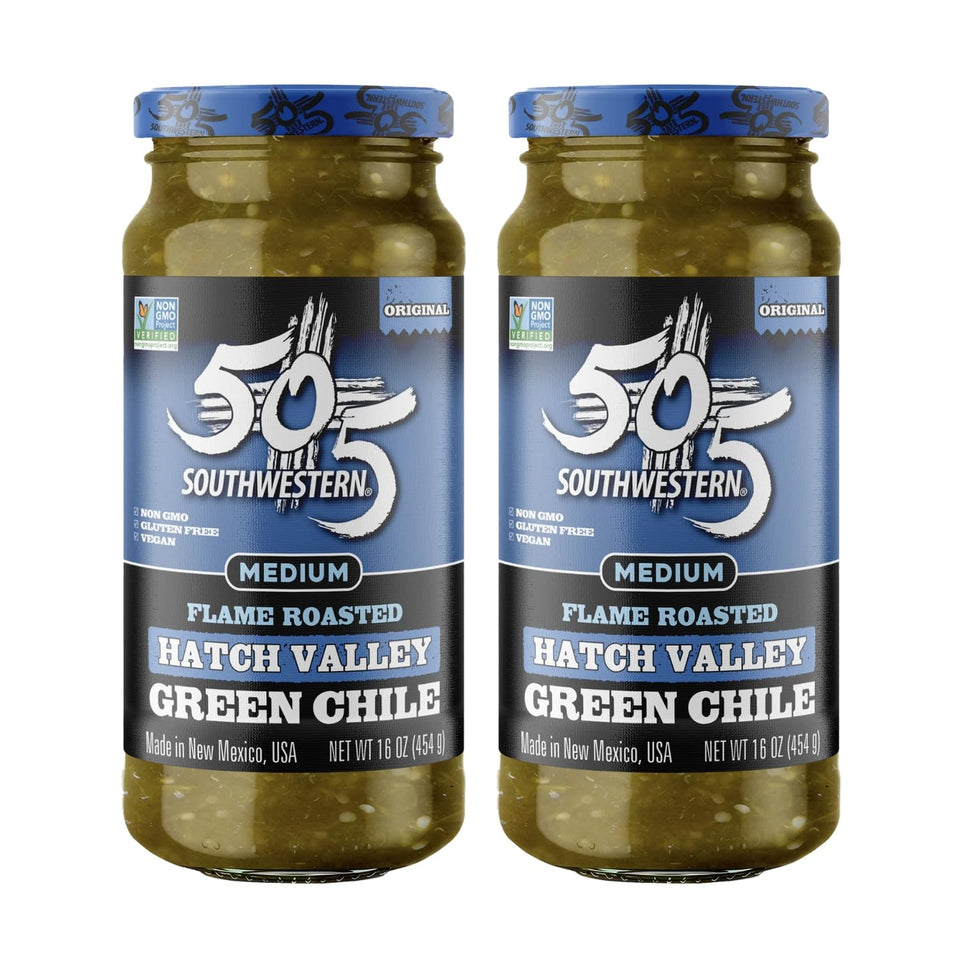 505 Southwestern Flame Roasted Green Chile jar—smoky base for salsas and stews