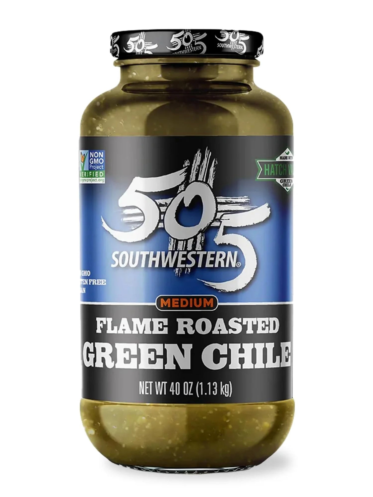 505 Southwestern Hatch Green Chiles 40oz jar for pantry staple and bold flavor.