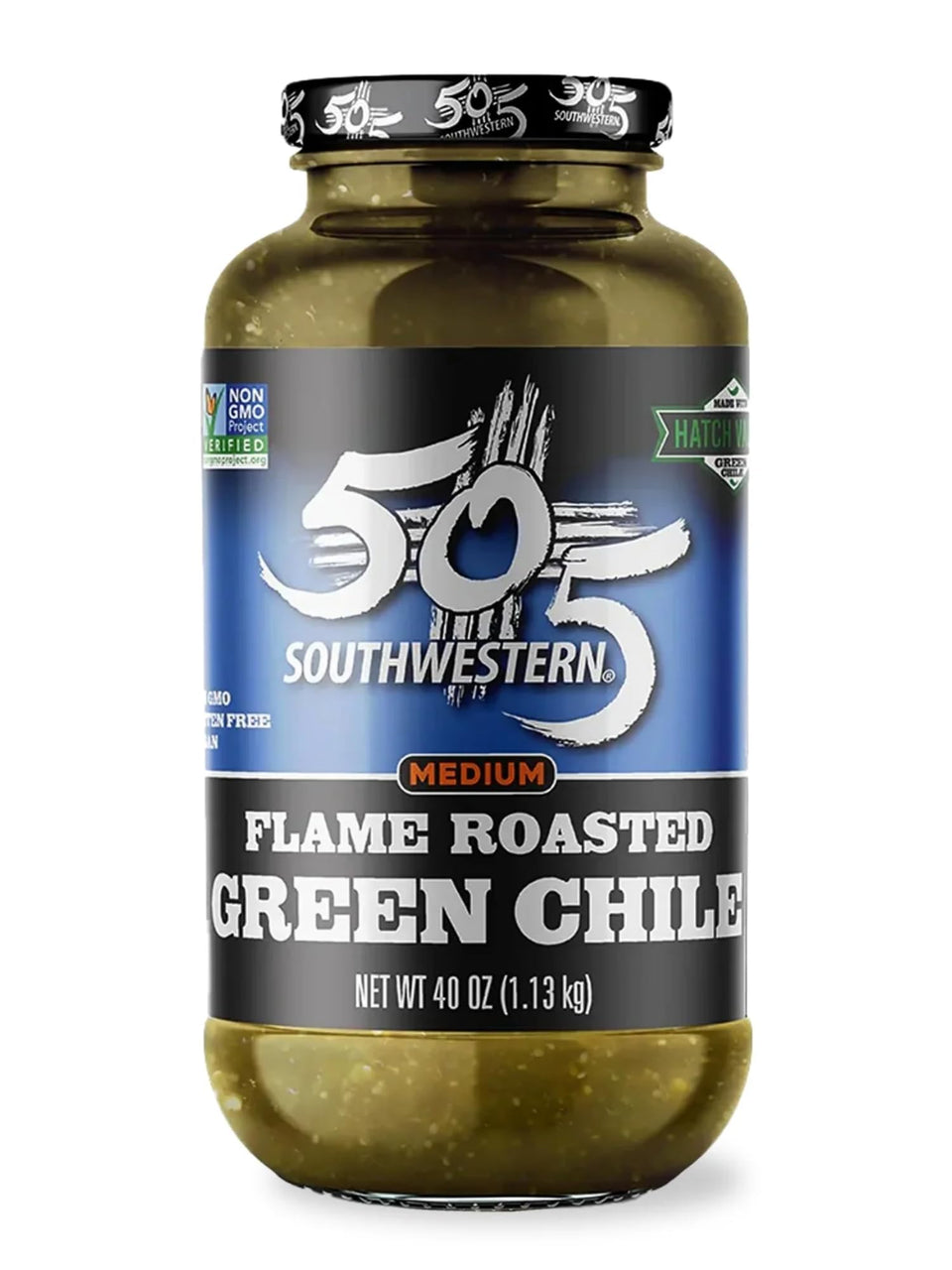 505 Southwestern Hatch Green Chiles 40oz jar for pantry staple and bold flavor.
