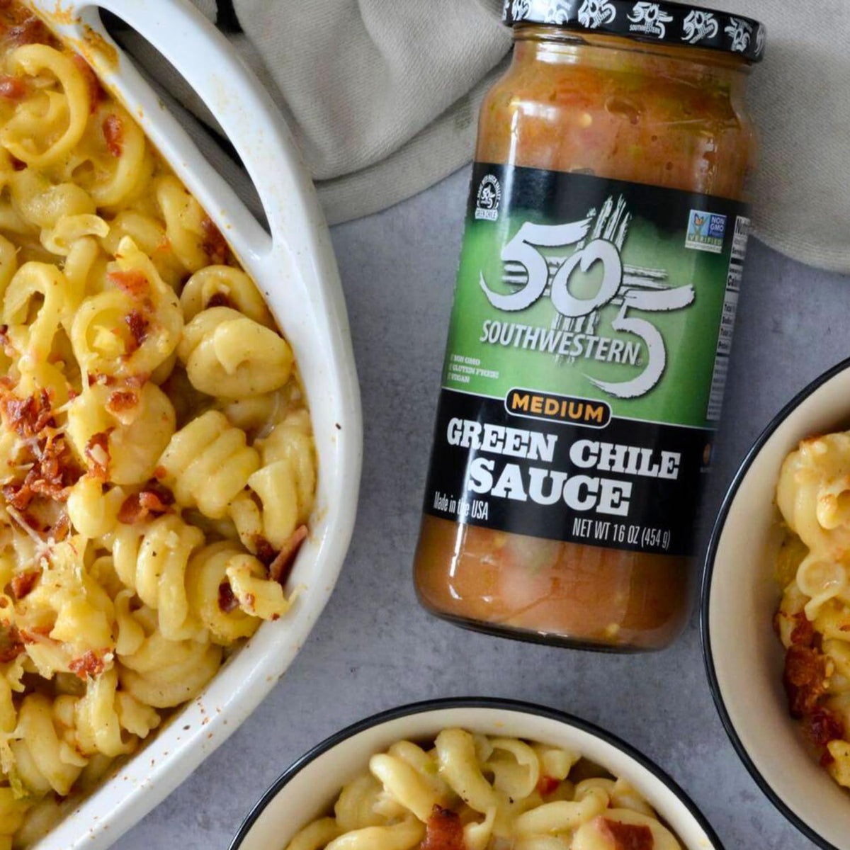 505 Southwestern Medium Green Chile Sauce pour demonstrates convenient drizzle