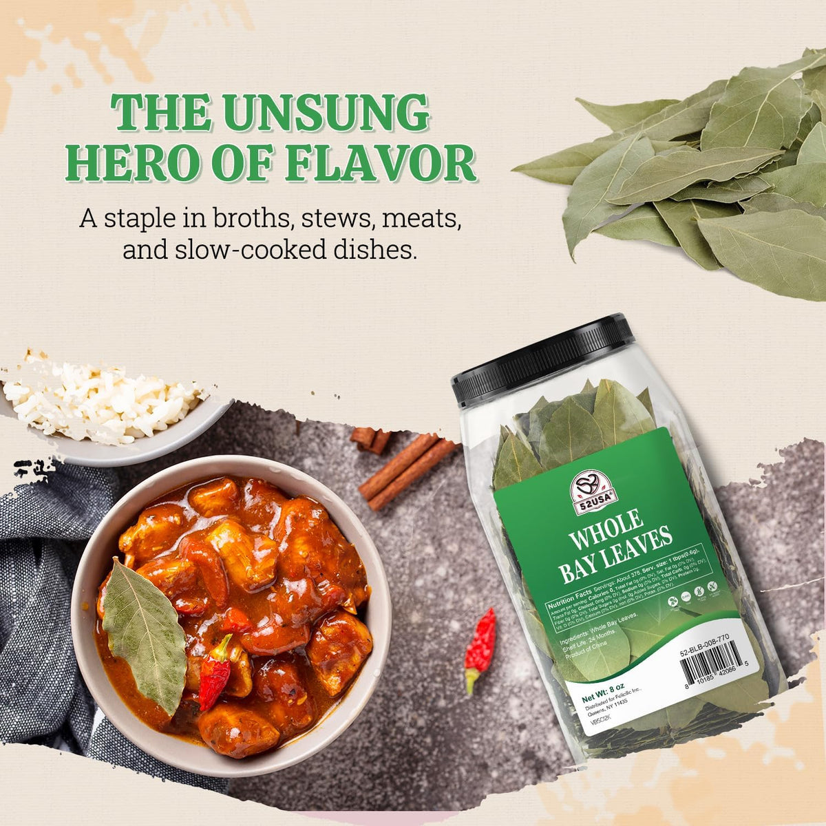 52USA bay leaves in soup pot enhancing depth and aroma