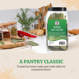 52USA bay leaves stored on shelf for convenient flavoring