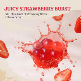 52USA bursting strawberry juice-filled boba for drinks and desserts.