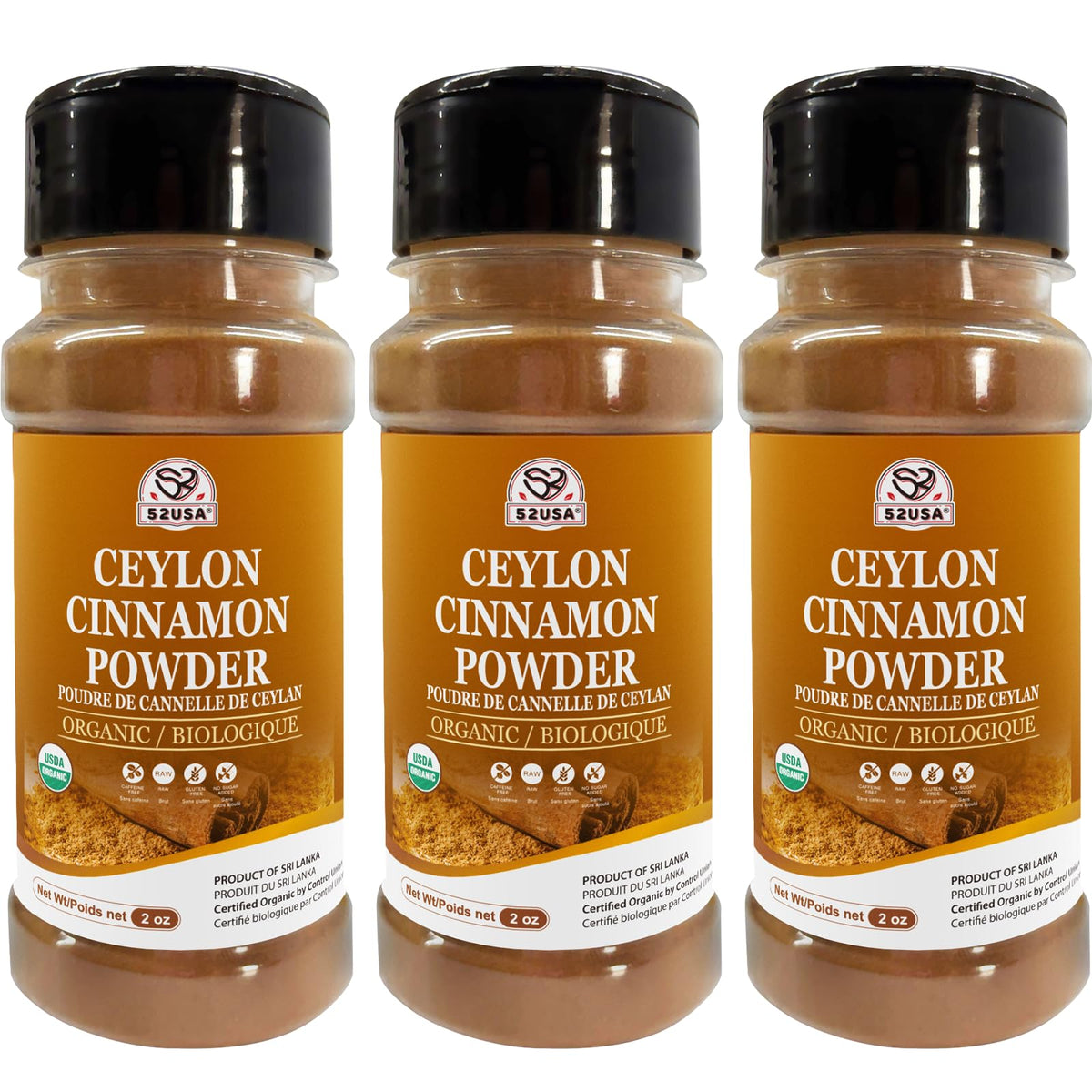 52usa ceylon cinnamon powder bottle closeup shows pure mild flavor for baking