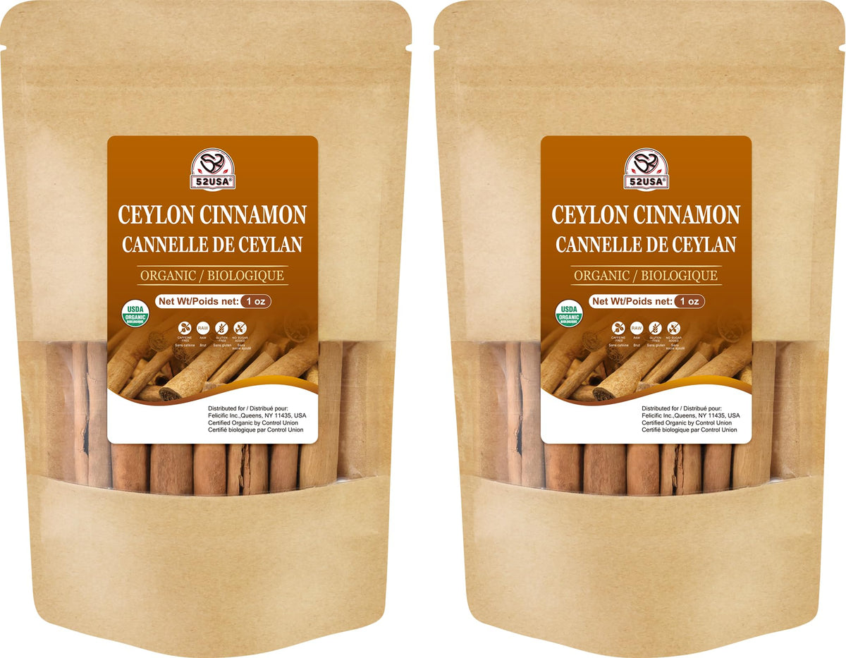 52USA Organic Ceylon cinnamon sticks two-pack ready for daily use