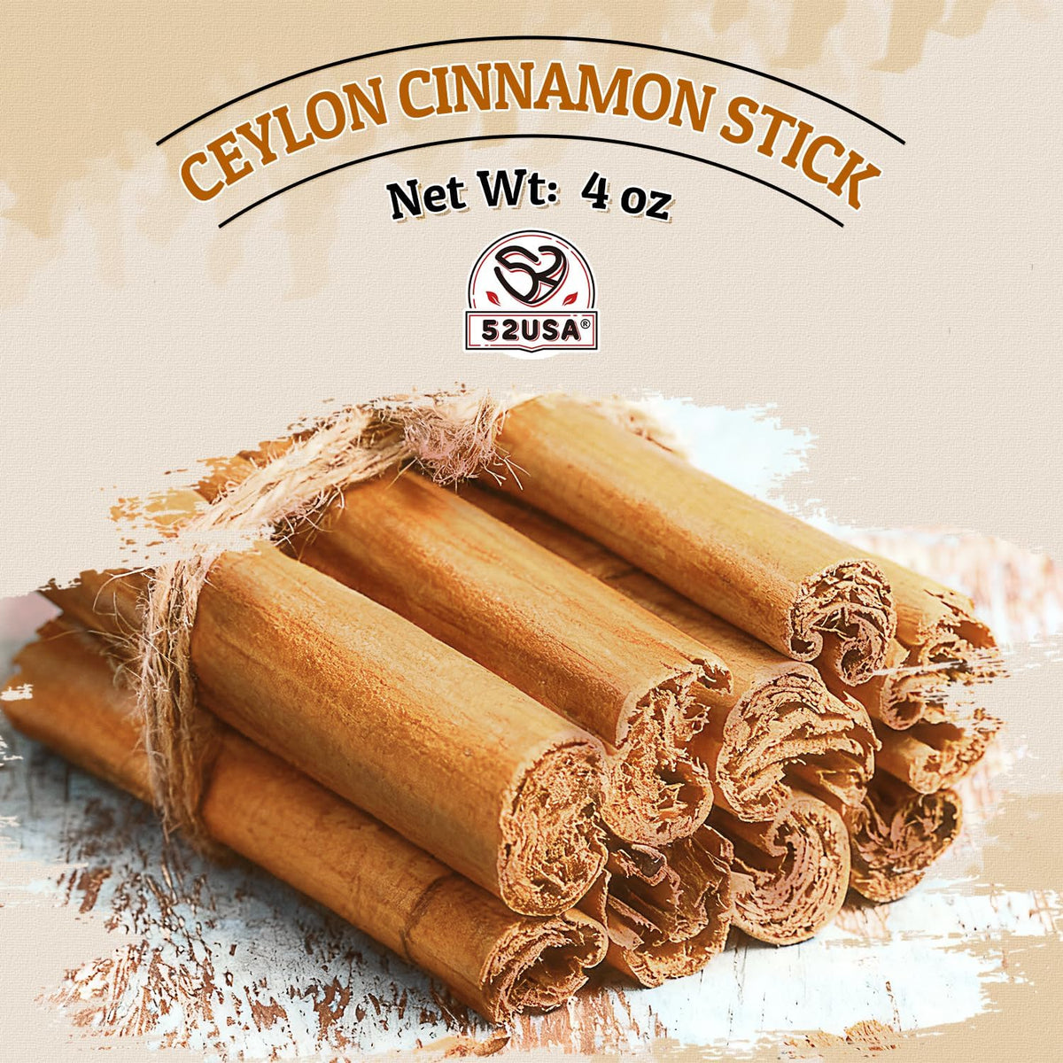 52USA Ceylon cinnamon sticks in a tea cup for warm beverages.