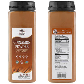 52USA Organic Cinnamon Powder jar-closeup highlights texture and rich aroma.