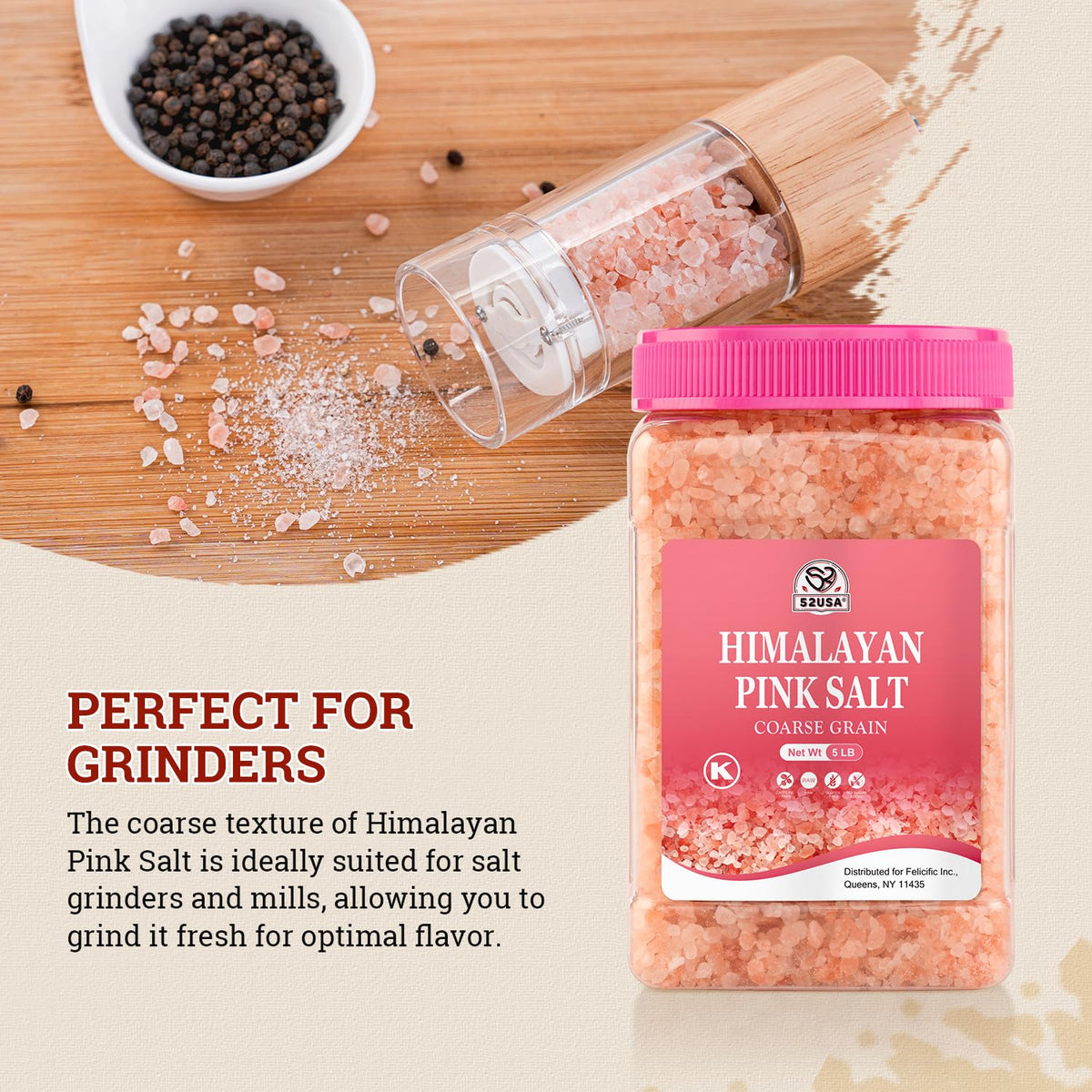52USA Himalayan salt supports Keto, Paleo, and Vegan diets in meals