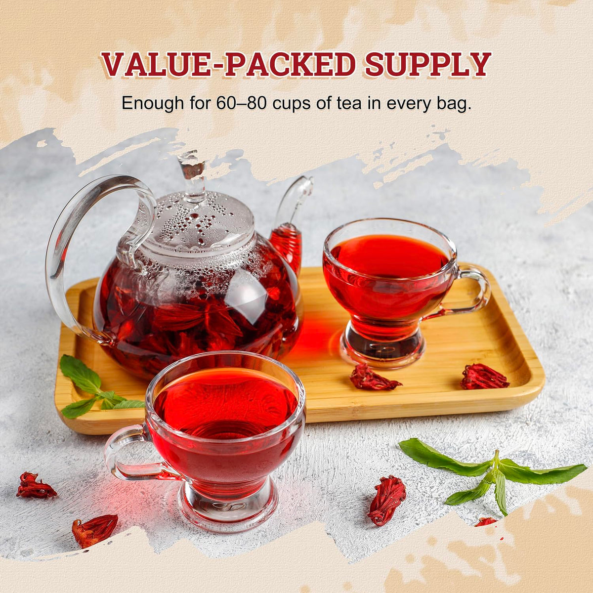 Hibiscus tea brewing in cup reveals bright caffeine-free infusion
