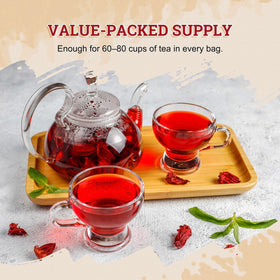 Hibiscus tea brewing in cup reveals bright caffeine-free infusion