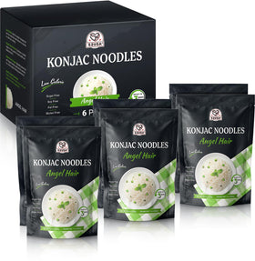 52USA Konjac Noodles Angel Hair pack showing six-pack convenience and brand label, ideal for easy meals