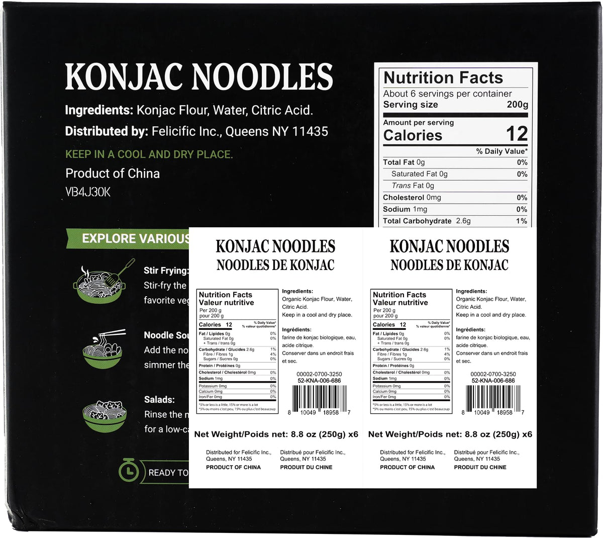 Raw 52USA Konjac Noodles Angel Hair bundle ready to cook in the kitchen