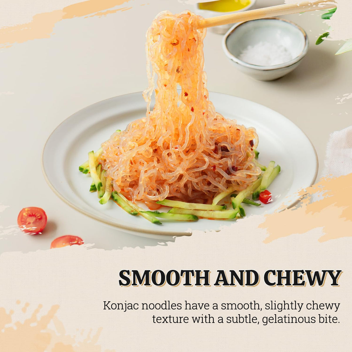 52USA Konjac Noodles Angel Hair served in a glossy bowl with garnish