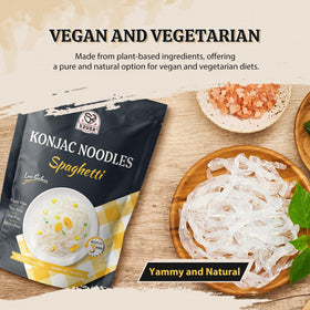 52USA konjac noodles fettuccine serving dish with herbs