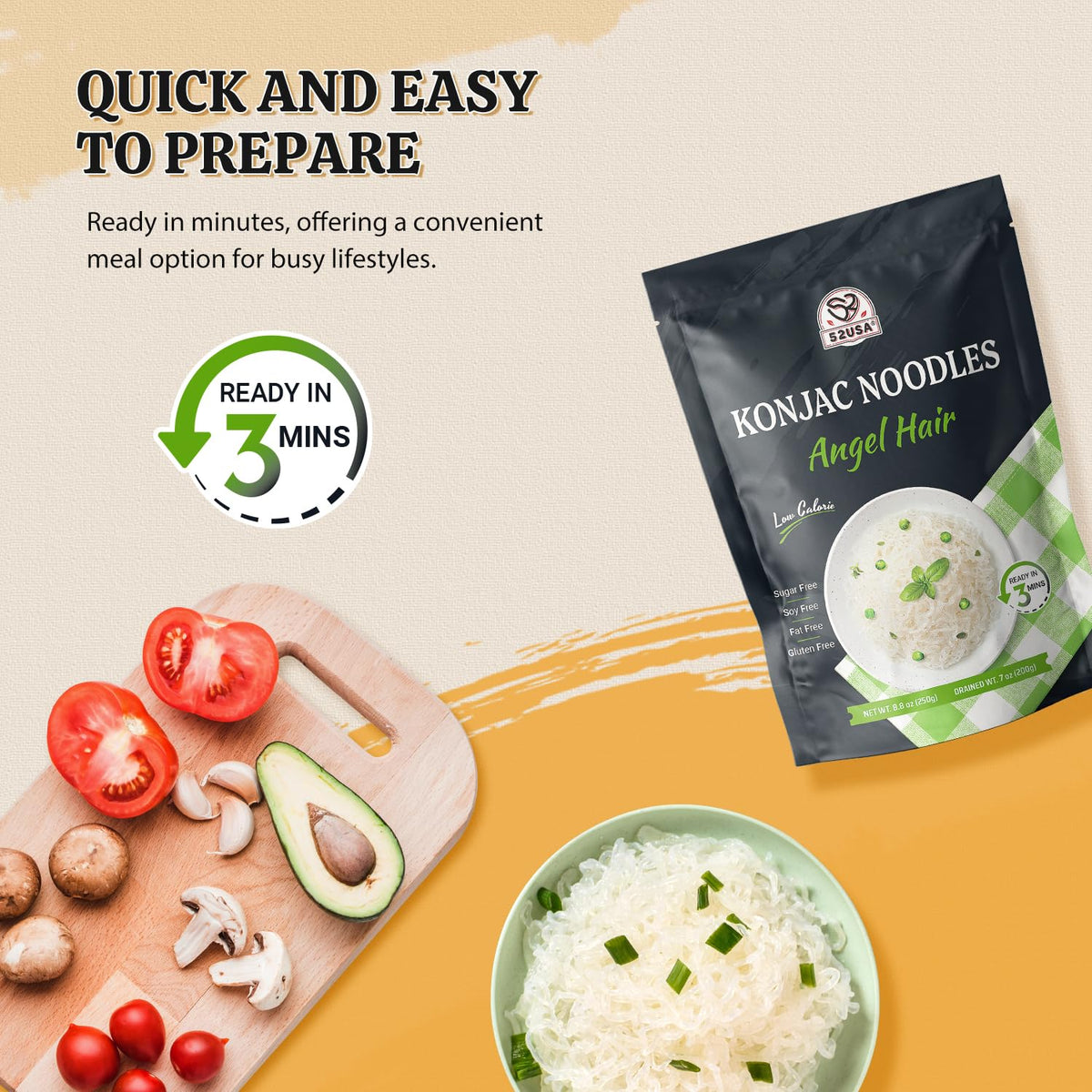 52USA konjac noodles gluten-free label on package