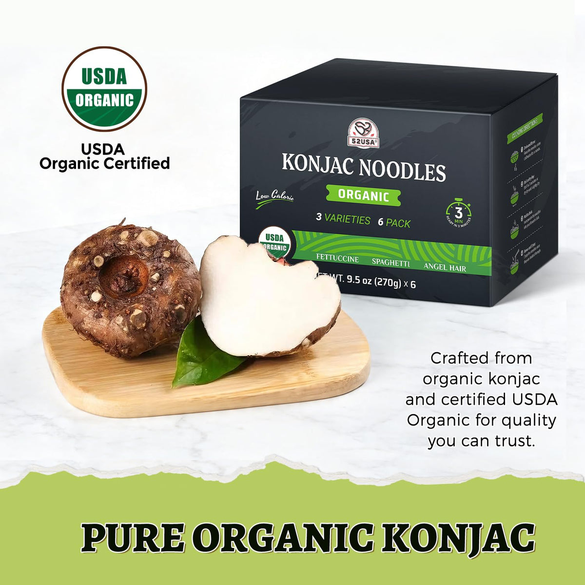 52USA Konjac Shirataki Angel Hair noodles odor-free and ready to eat