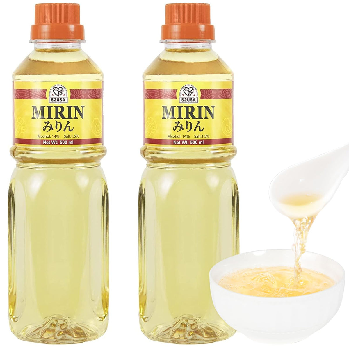 52USA Mirin bottle-side view highlighting authentic flavor for marinades and sauces.