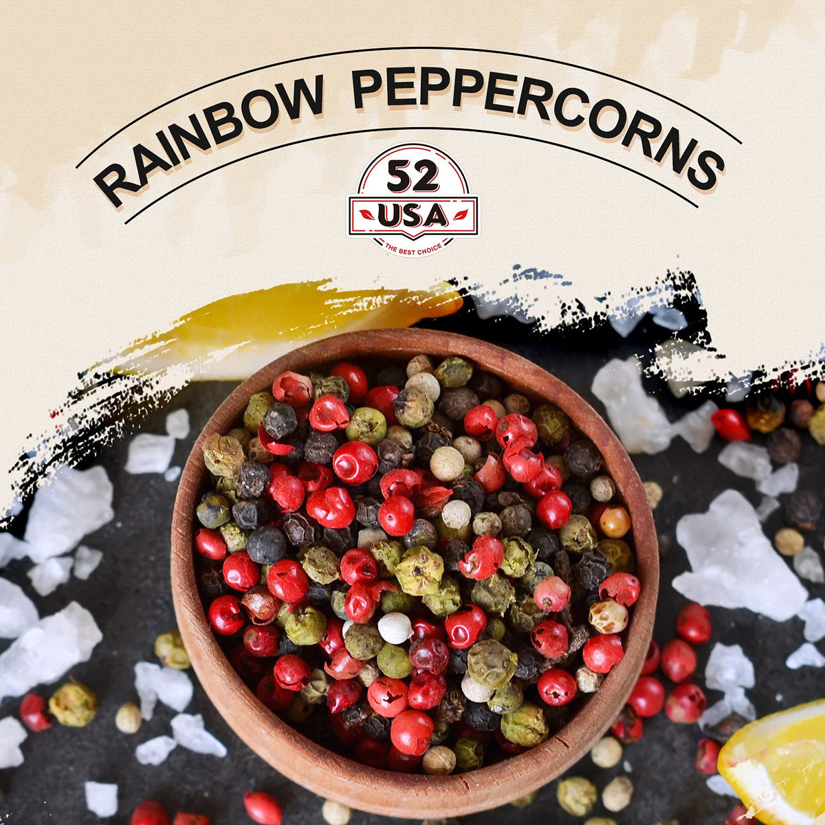 52USA peppercorns grinder refill for quick, fresh flavor.