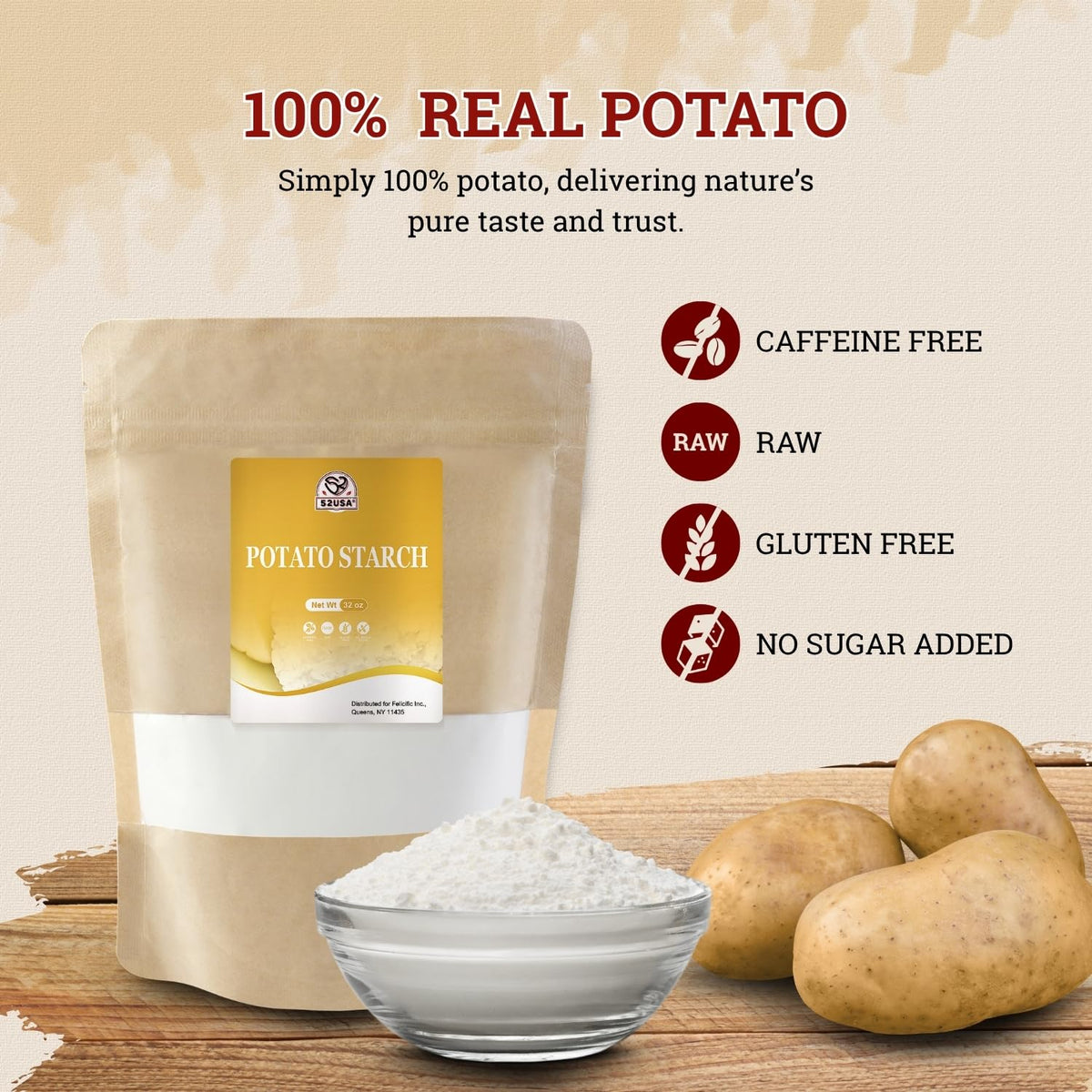 52USA Potato Starch bottle pour—smooth gravies with natural texture.