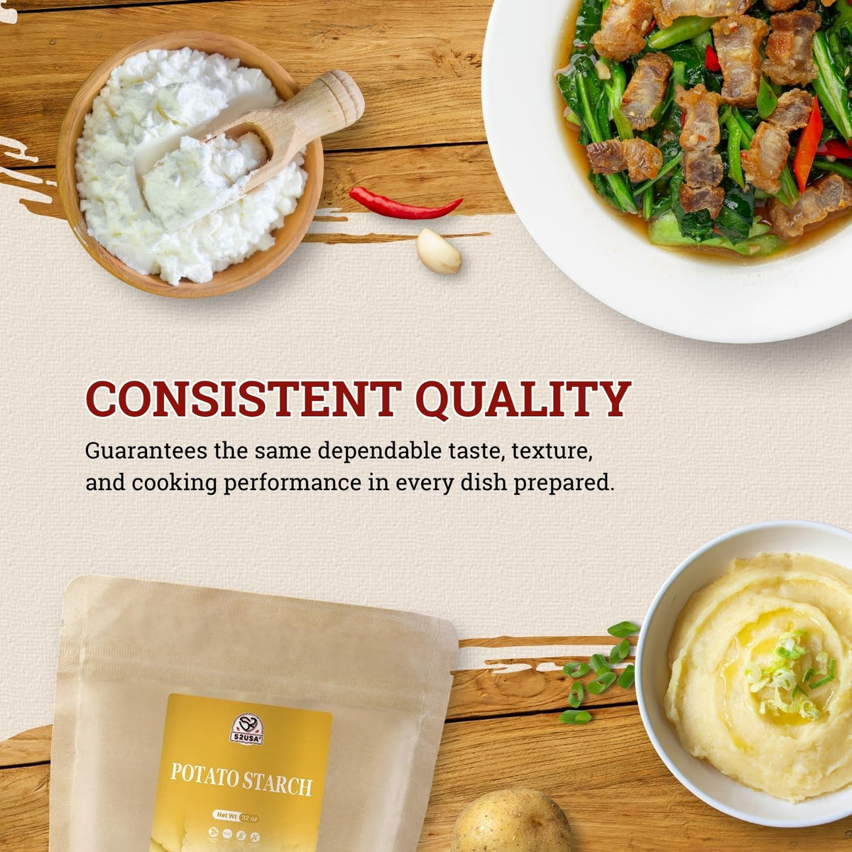 52USA Potato Starch in cooking—perfect for soups and stews.