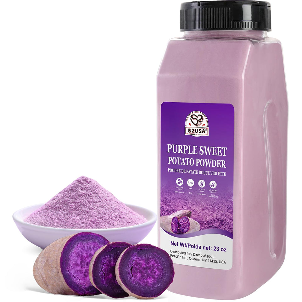 52USA Purple Sweet Potato Powder bottle showing natural color for baking