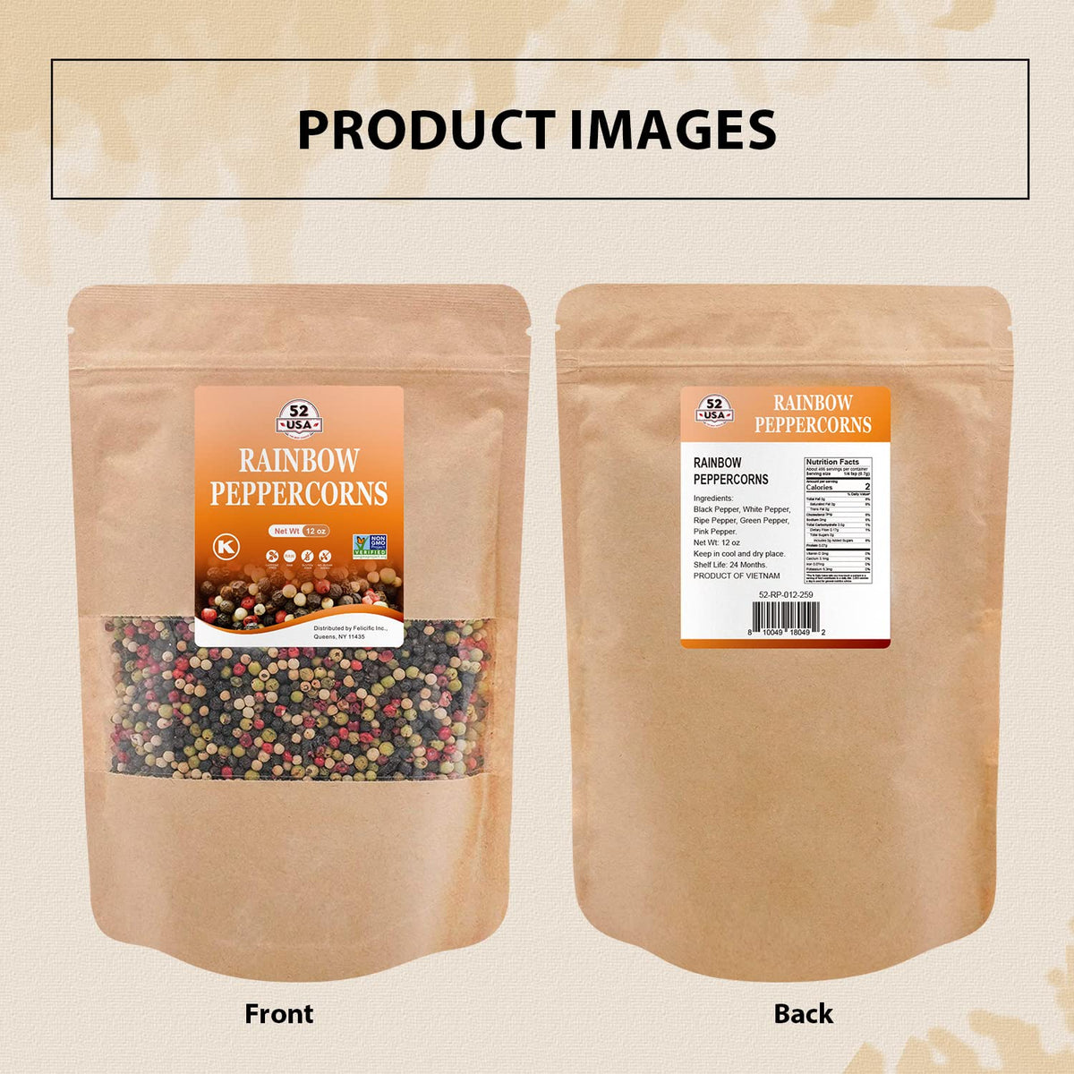 52USA rainbow peppercorns garnish and finish flavorful dishes.