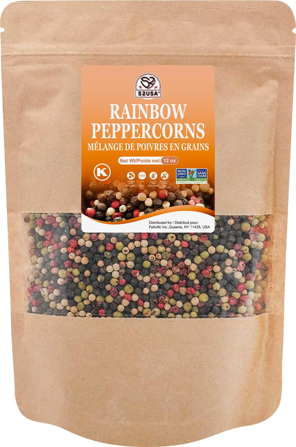 52USA Rainbow peppercorns whole provide versatile seasoning and aroma.