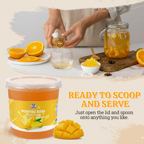52USA Resealable container preserves freshness and texture of mango boba.