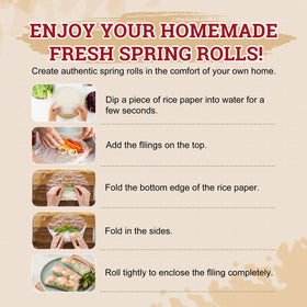 52USA rolling spring rolls with rice paper wrapper for restaurant-style results.