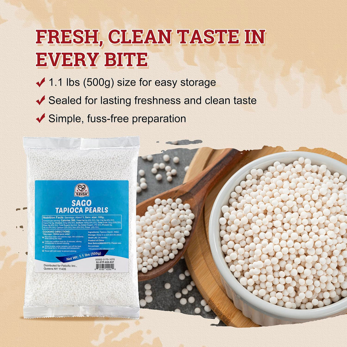52USA sago pearls gluten-free vegan package label