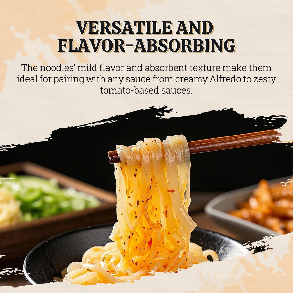 52USA Shirataki Noodles in stir-fry pan: versatile and sauce-friendly.