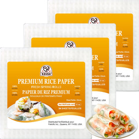 52USA square rice paper wrapper in a closed 22 cm pack for fresh rolls