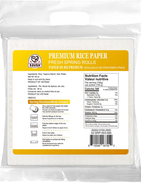 52USA square rice paper wrapper rolled into a spring roll