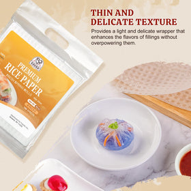 52USA square rice paper wrapper gluten-free and vegan-friendly