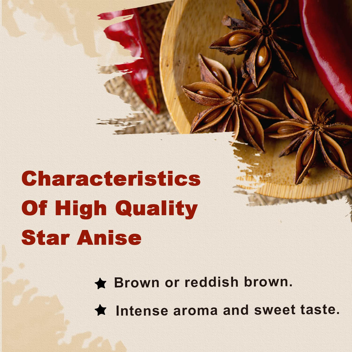 52USA Star Anise baking spice close-up for desserts.