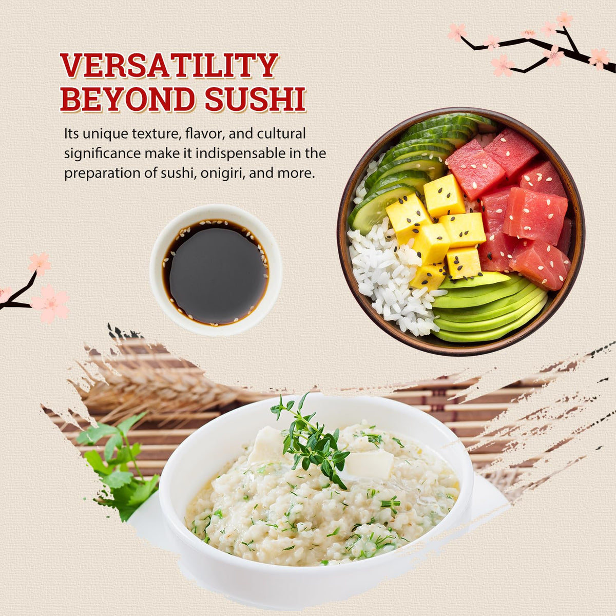 52USA sushi rice gluten-free label indicating dietary suitability