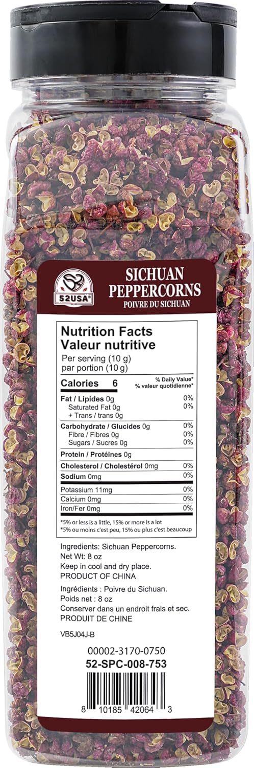52USA Szechuan peppercorns whole red peppercorns ready to flavor Mapo tofu.