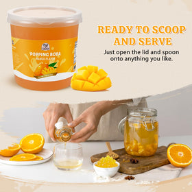 52USA Vibrant Mango Color Pearls brighten desserts, yogurts, and cold beverages.