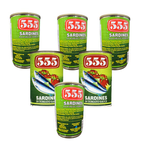 555 sardines in tomato sauce can front view for quick pantry meals